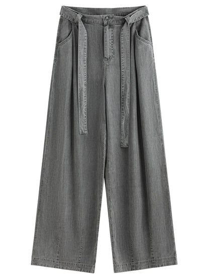 2025 Summer Women's Draped Relaxed Wide-Leg Denim Pants - Office-Ready Tailored Silhouette & All-Day Comfort Stretch Jeans