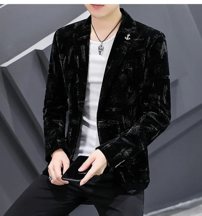 Blazer New Men's Fashion Business Corduroy Gentleman Fit Shopping Outdoor Performance Wedding Banquet Casual Blazer