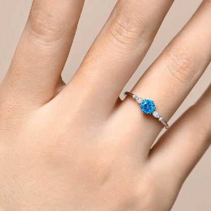 New D Color Round Cut 5.0mm Colorful Moissanite Ring for Women Man Solid 925 Sterling Silver Halloween Jewelry Party