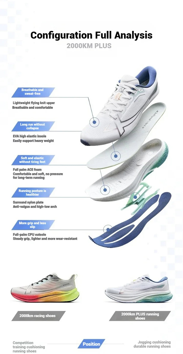 2000km Plus Running Shoes 2025 New Spring Comfortable Anti-slip Cushioned Men's Training Jogging Sneakers 875319110001