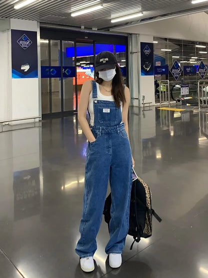 Plus Size Women's High Waist Overalls Denim Utili Pants Straight Leg Spring Autumn New Sle Loose Slimming Versatile Onesie