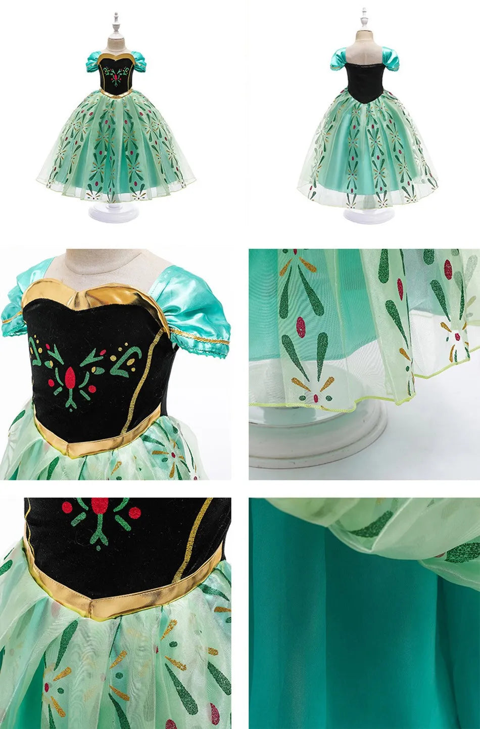 Girls Jasmine Princess Dress Children Elsa Anna Bella Rapunzel Mermaid Costume Kids Snow White Cinderella Aurora Dress