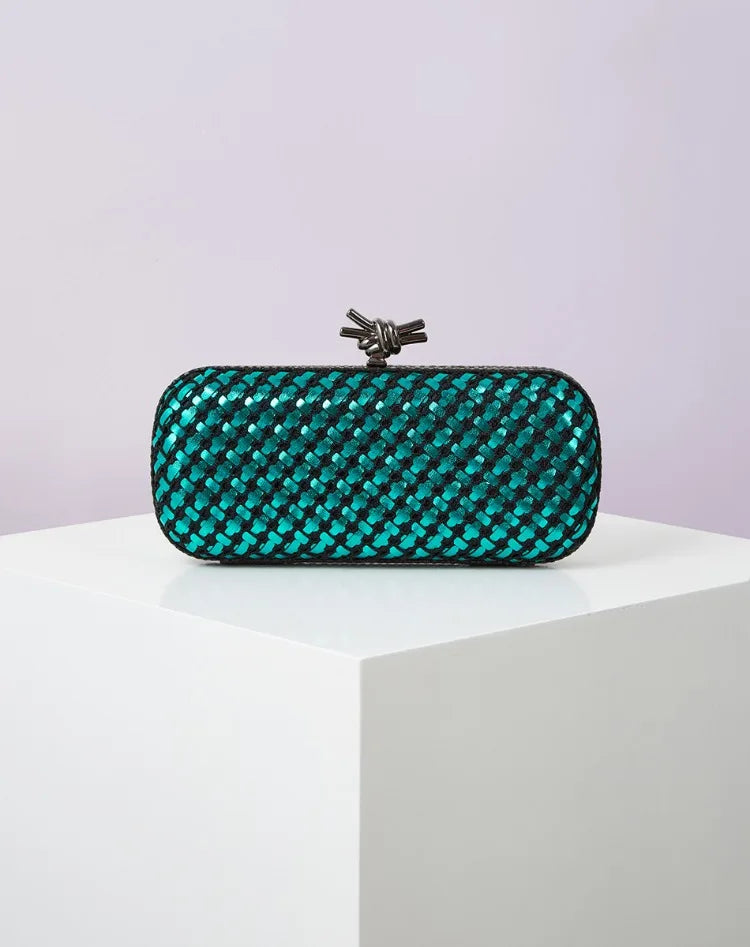 Hand Woven Clutch Purse Luxury For Women 2025 New High Grade Party Wedding Prom Mixed Colors Evening Bag Elegant Trend Chain Bag