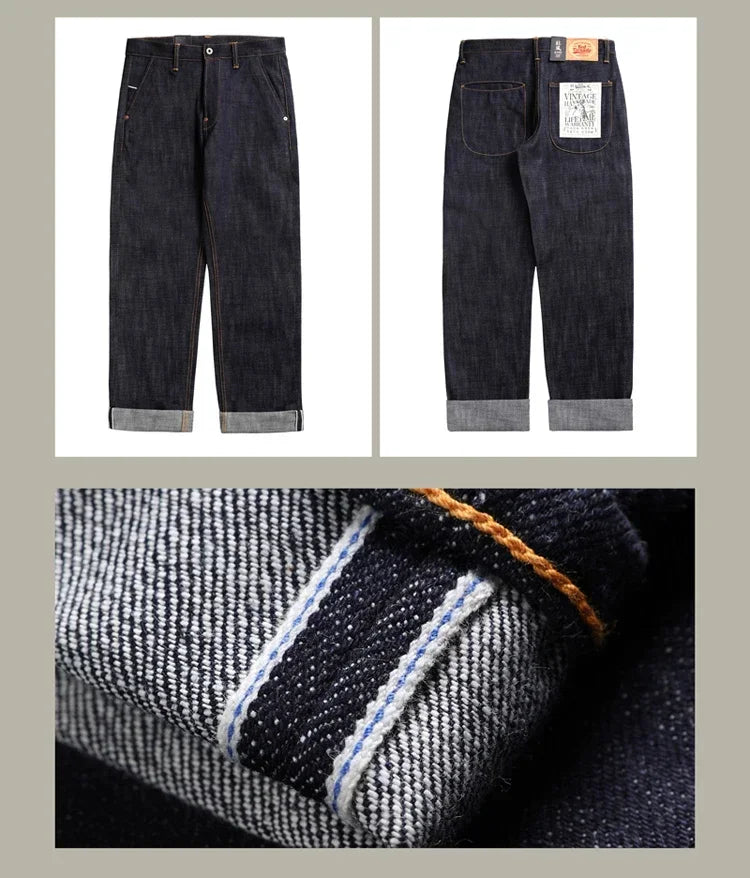 Denim Jeans Loose Straight Fit Heavyweight Raw Denim Pants