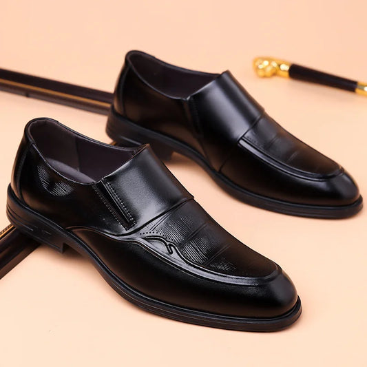 Spring Autumn New Leather Shoes for Men Solid Color Business Casual Shoes Male Fashion British Style Dress Shoe Man