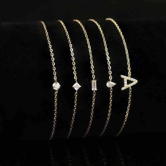 Bracelets Tendance en Moissanite pour Femmes Breloque Lettre Chaîne Réglable 100% Argent Sterling 925 Bijoux de Mariage Cadeaux Fins