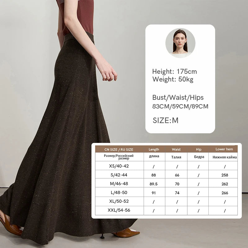Knitted Skirts For Women 2025 Spring New Gentle A-line Long Skirt Loose Solid Color Elegant Versatile Woman Clothes12553045