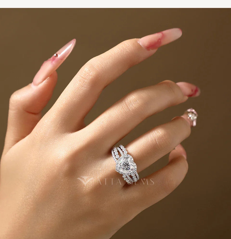 Love Heart Cut 3ct Synthetic Moissanite Luxury Rings for Women Classic 925 Silver Wedding Ring Jewelry Mothers Day Gift