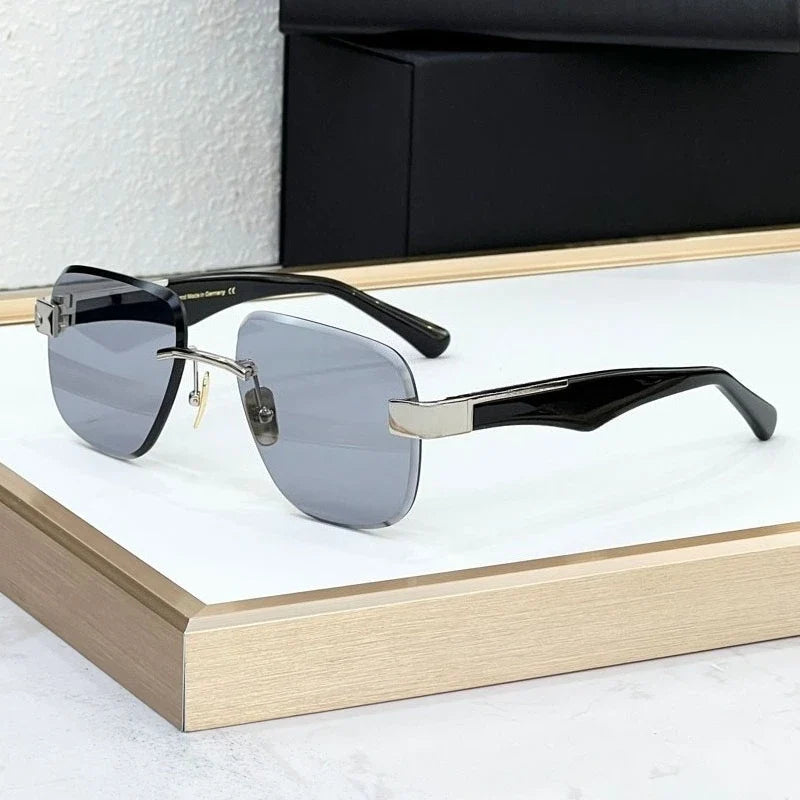 The Magic I Rimless High Street Sunglasses Big Square Germany Trendy Alloy Acetate UV400 Top Quality Outdoor Unisex with Case