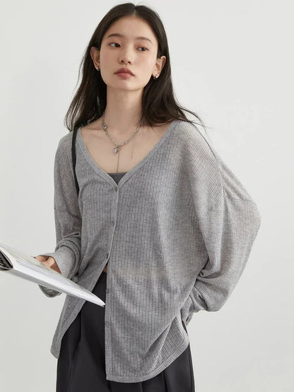 Women's Cardigan New V-neck Long Sleeved Female Shirt Female Jumpers Sun Protection Woman Top Spring Summer 2026