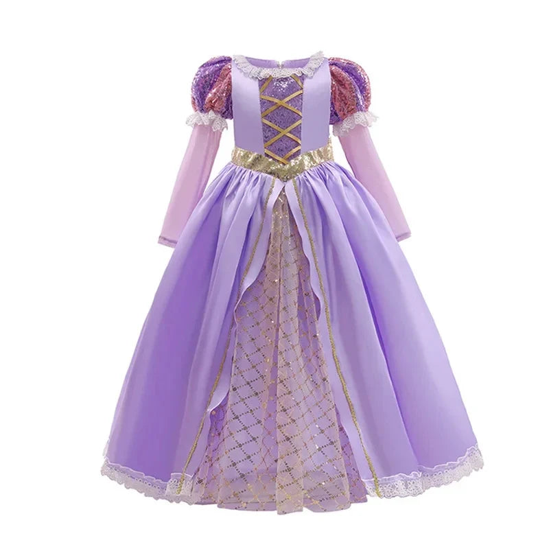 Princess Dress for Girls Tangled Cosplay Costume Kids Halloween Christmas Carnival Birthday Party Fancy Clothes