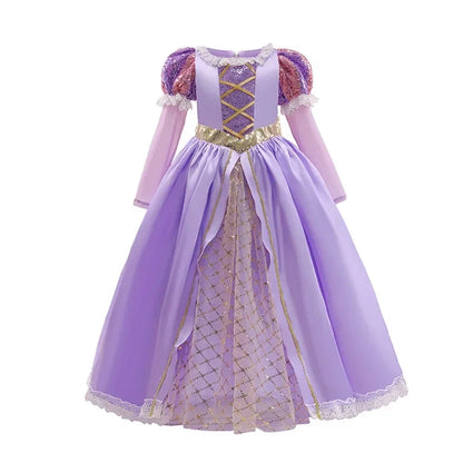 Princess Dress for Girls Tangled Cosplay Costume Kids Halloween Christmas Carnival Birthday Party Fancy Clothes