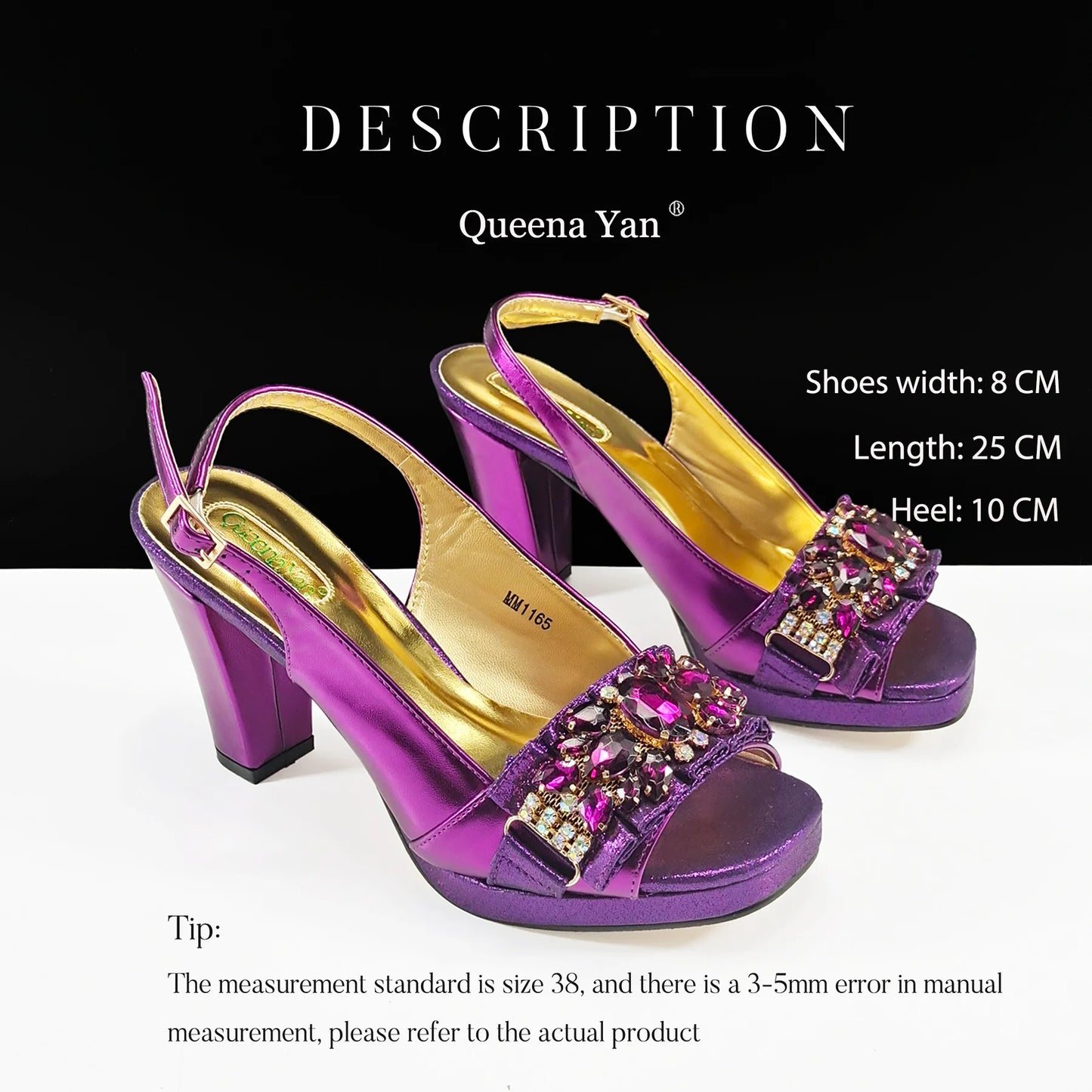 Spot goods INS Gold Color Elegant Women Heels Shoes and Bag Set Decoration Rhinestones Women High Heels Shoes