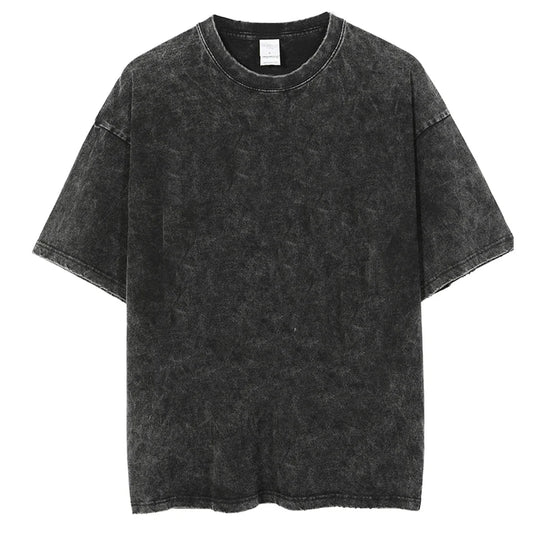 Men's Washed T Shirt Summer vintage Casual T-shirt  Loose TShirts Women Black Acid Wash Y2k Short Sleeve Hip Hop Streetwear Tees