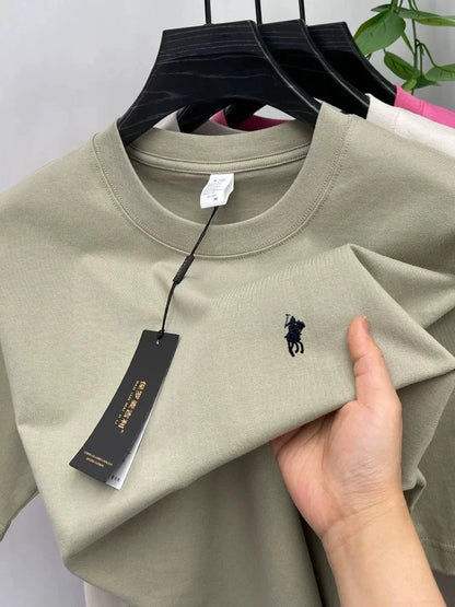 100% cotton high-end brand T-shirt short sleeve summer fashion classic pony embroidery round neck top luxury new Paul men's wear