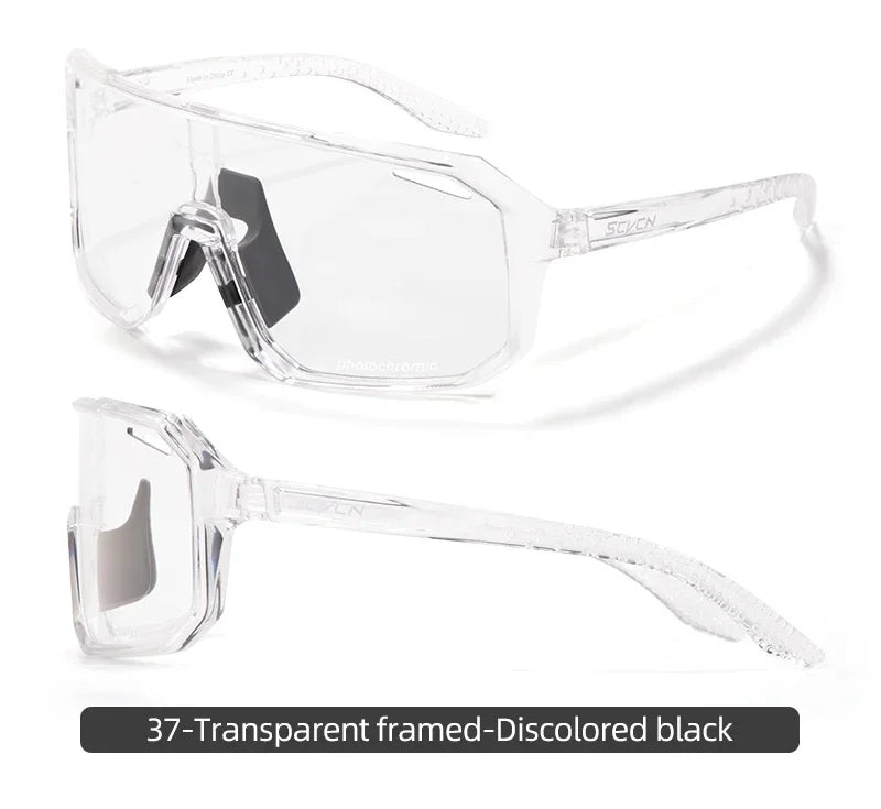 Scvcn New Men's UV400 Photochromic Cycling Sunglasses Women Sports Running Eyewear for Men Glasses Road Bike Bicycle Goggles