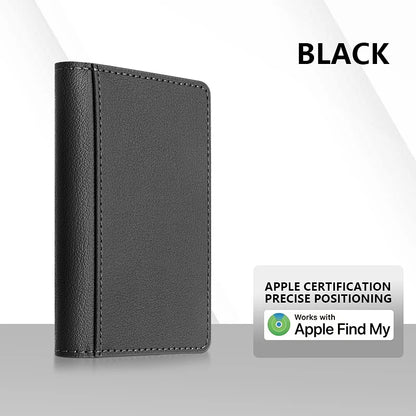 Luxury Leather Magnetic Storage Charge Wallet Bracket For iPhone 16 15 14 13 12 Pro Max Findmy Magsafe With Tracking Anti-theft