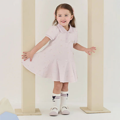 Girls Summer Princess Dress Casual Cute Kids Printed Polo Short Sleeve Dress Formal Party Knitted Clothes DB2262445