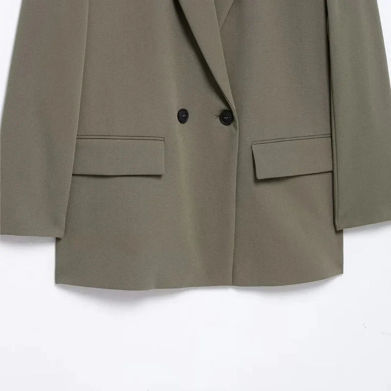 Blazers For Woman Office Look Gray Jacket Blazer Women Double-Breasted Loose Black Long Blazer High Quality Women's Blazer
