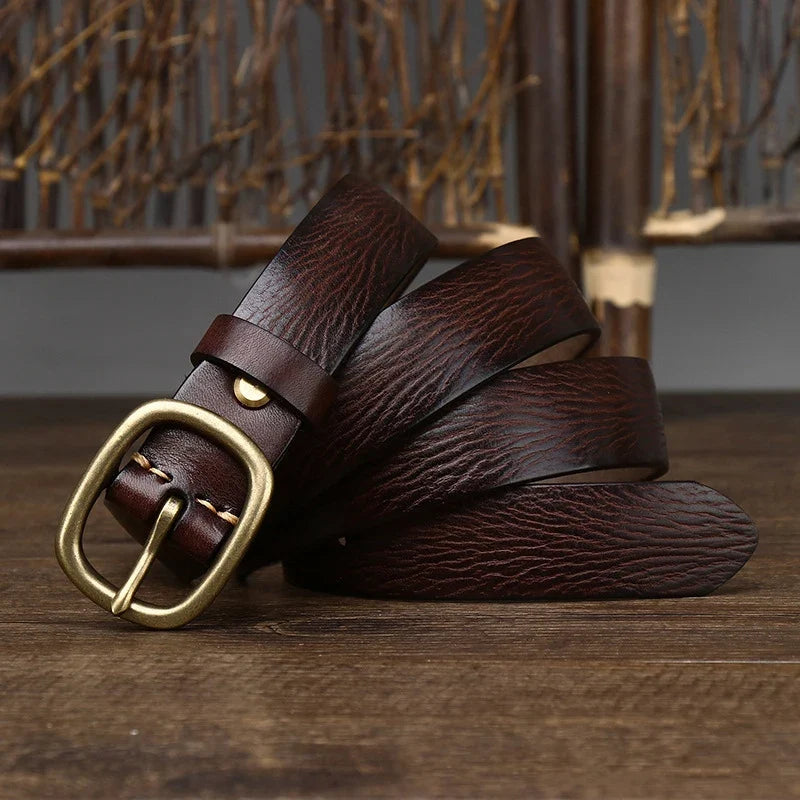 2.8CM Ladies Thick Cowhide Copper Buckle Genuine Leather Jeans Belt Women High Quality Retro Luxury Cintos Female Waistband