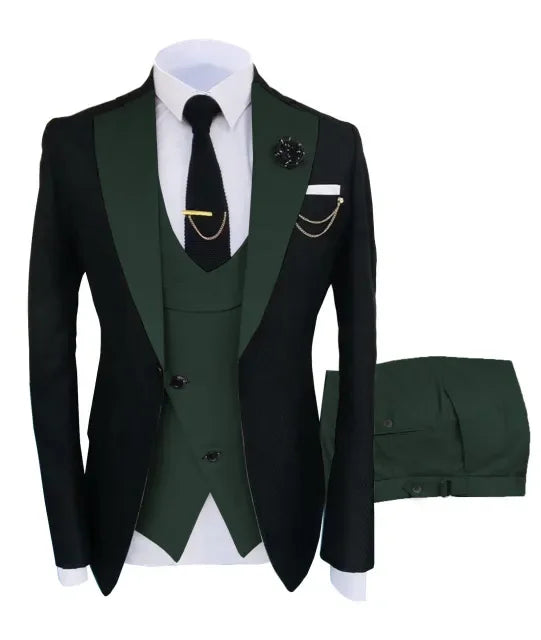 New Costume Slim Fit Men Suit Slim Fit Business Suits Groom Black Tuxedos For Formal Wedding Suit Jacket Pant Vest 3 Pieces