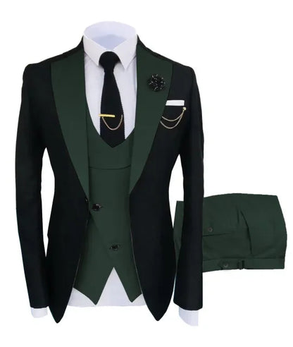 New Costume Slim Fit Men Suit Slim Fit Business Suits Groom Black Tuxedos For Formal Wedding Suit Jacket Pant Vest 3 Pieces