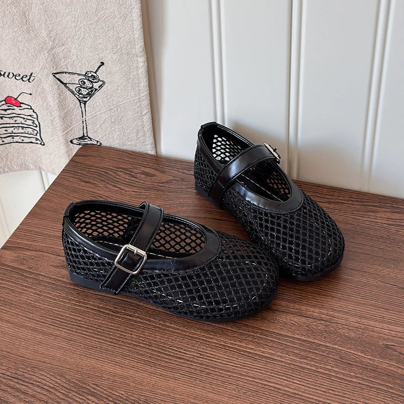 Summer Girl's Sandals Hollow Out Hook-loop Casual Chic Kid's Flat Shoe Solid Colors Anti-slip Daily Versatile Children Shoes