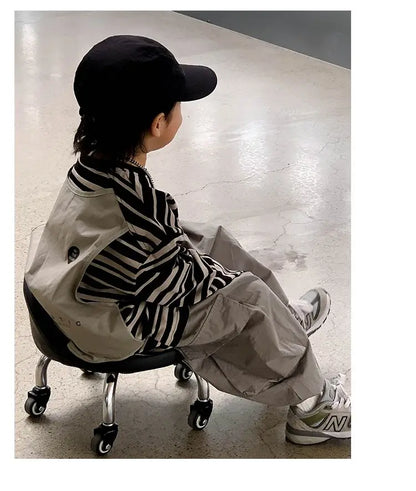 Boys Sets Sweatshirt Pants Two-piece Suits Children's Clothes Spring Autum Korean Fashion Round Neck Pullover Cargo Pants Suits