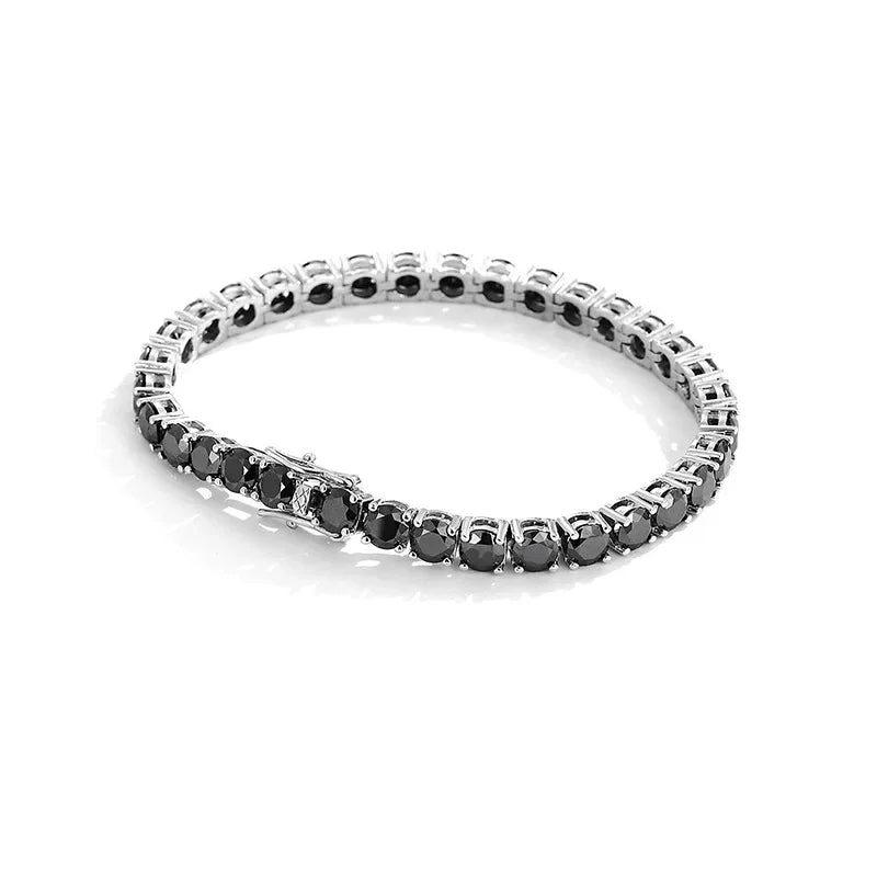 3-6.5mm Moissanite Tennis Bracelet D VVS1 Black Diamond Bracelets with Certificate 925 Sterling Silver Bangle for Women Men