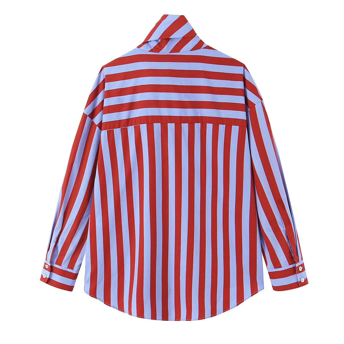 2026 New Women's Striped Shirt With Bow Tie Long Sleeve Loose Casual Blouse Female Fashion Tops