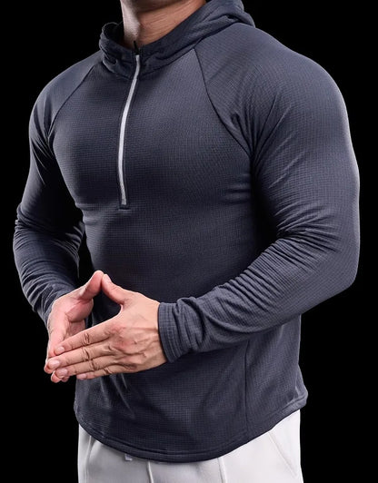 Autumn New Gym Fitness Clothes Men's Training Clothes Long-sleeved Sports Quick-drying Sweatshirts Casual Hooded Fitness Clothes