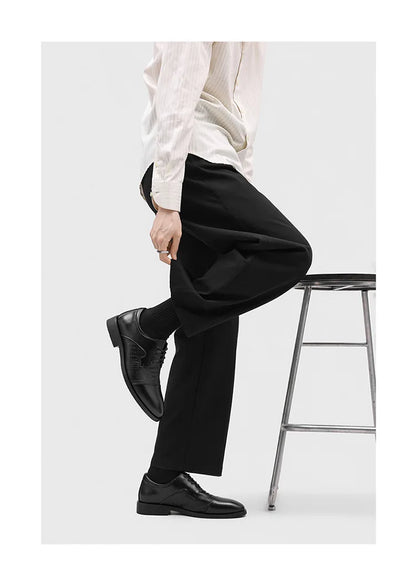 New Lace Designer Elegant Shoes Man Spring Autumn Business Casual Leather Shoe Male Fashion Solid Color Wedding Dress Shoes Man