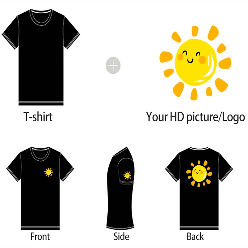 100% Cotton T-shirt Custom Logo Street Trend Short Sleeve T-shirt Embroidery Design European American Size Tops Printing Pattern