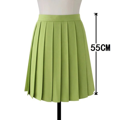Women High Waist Pleated Midi Skirt Y2k Summer Knee-length Preppy Style Harajuku  Hot Street School Cosplay Casual Female Faldas