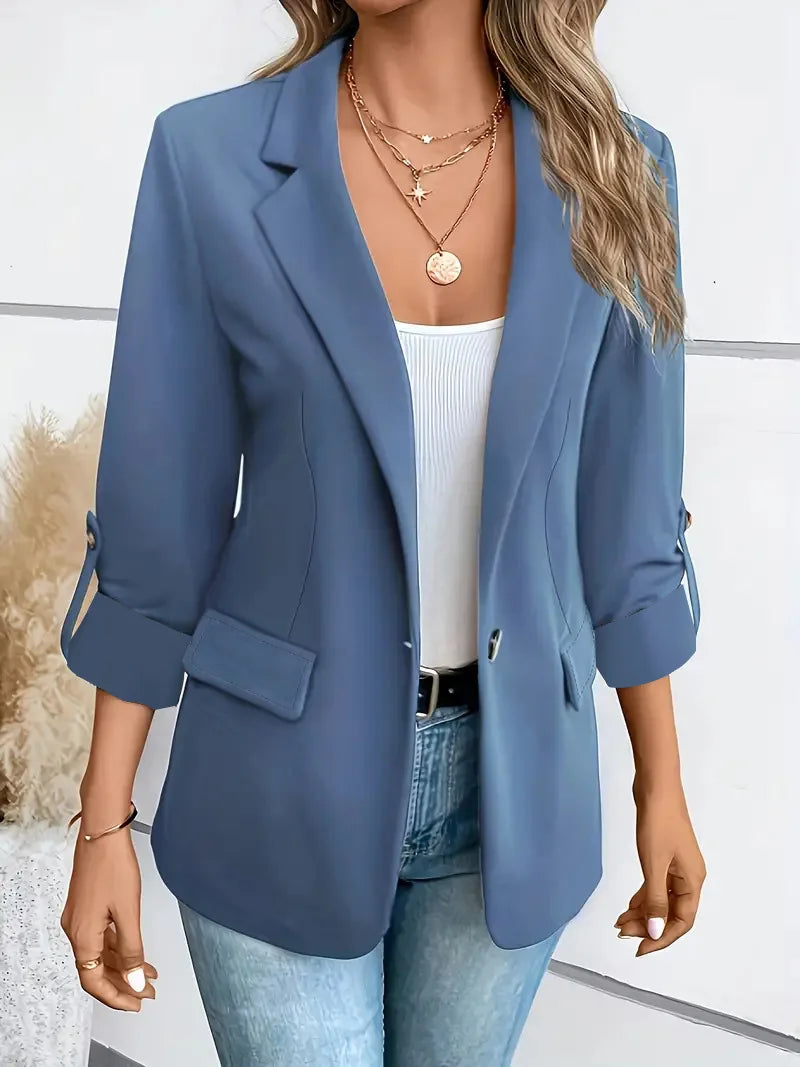 New Women's Blazers Long-sleeved Cardigan Single Button Simple Office Suit Top Commuting Fashion Versatile Basic Coats