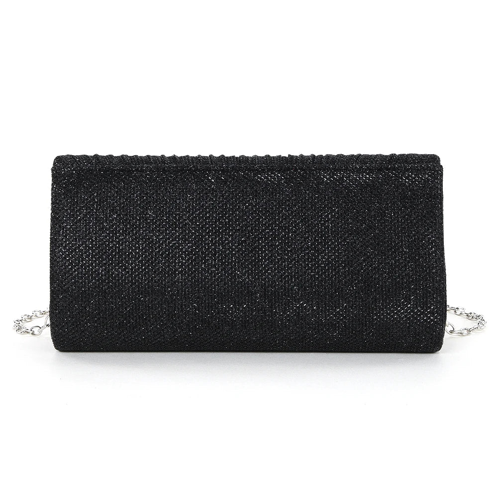 Women Shiny Crossbody Bag Elegant Sparkle Shoulder Bags Clutch Bag Fashion Chain Tote Handbag Ladies Chic Evening Wedding Clutch