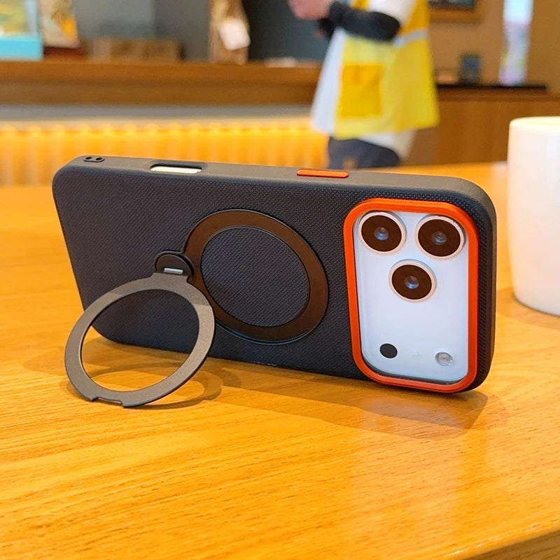 funda For iPhone Air Case ELVEV Magnetic Luxury PU Leather Anti-fall with Rotatable Ring Stand Cover for iphone17 pro max كفر
