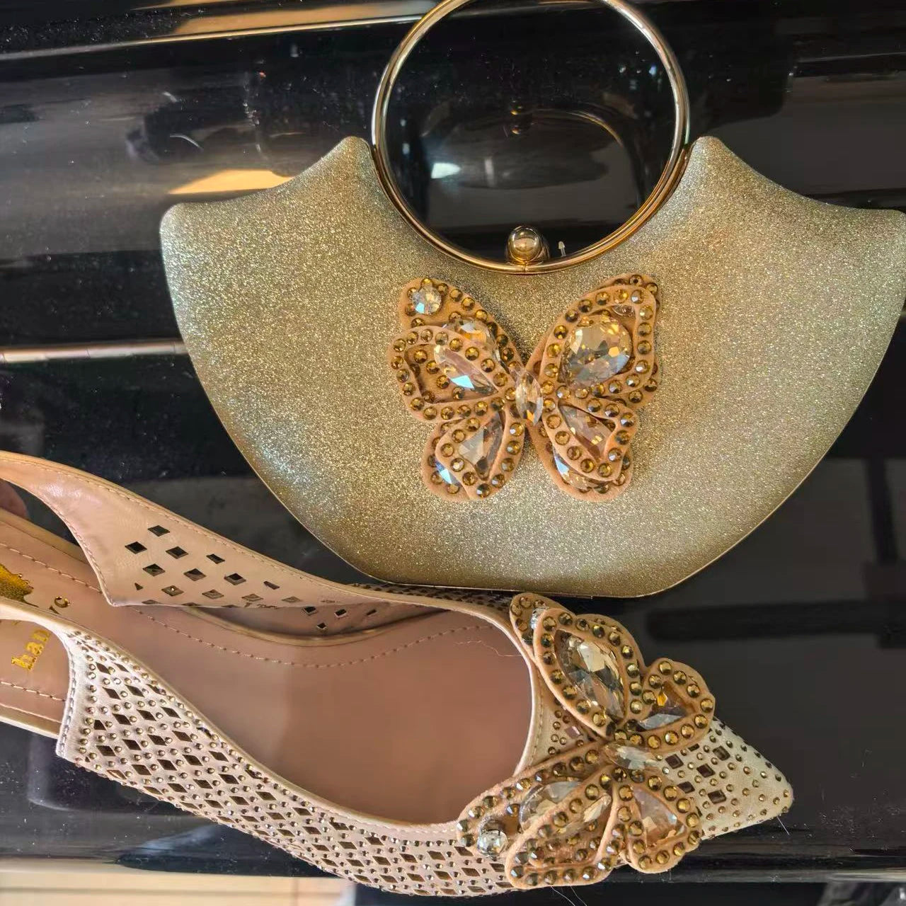 2025 High Quality Winter New Arrivals Specials Design Italian Shoes and Bag Set in Wine Color Low Heels Comfortable For Wedding