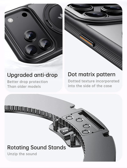 Transparent Magnetic Case for iPhone 17 Air 16 Plus 15 14 13 17 Pro Max 16e 360° Rotating Ring Holder Kickstand Cover LMD003
