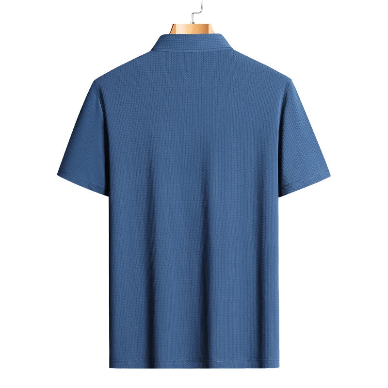 M-9XL Summer Polo Shirt Men New Breathable Mesh Ice Silk Quick-drying Short-sleeved T-shirt Elastic Sports Tops Men Clothing