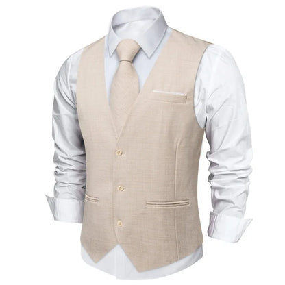 Fashion Men Vest Blue Single Breasted V Neck Solid Waistcoat For Wedding Birthday Party Prom Business Daily Casual Men Suit Vest