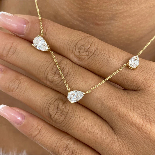 East West 9cttw Pear Cut Moissanite Necklace for Women 925 Sterling Silver Waterdrop Diamond Neckchain Wedding Party Jewelry GRA