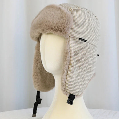 Bomber Hat Plaid Russian Caps Thick Warm Autumn Winter Hat Men Women Ski Trapper Earflap Cap Male Female Russian Fur Hat
