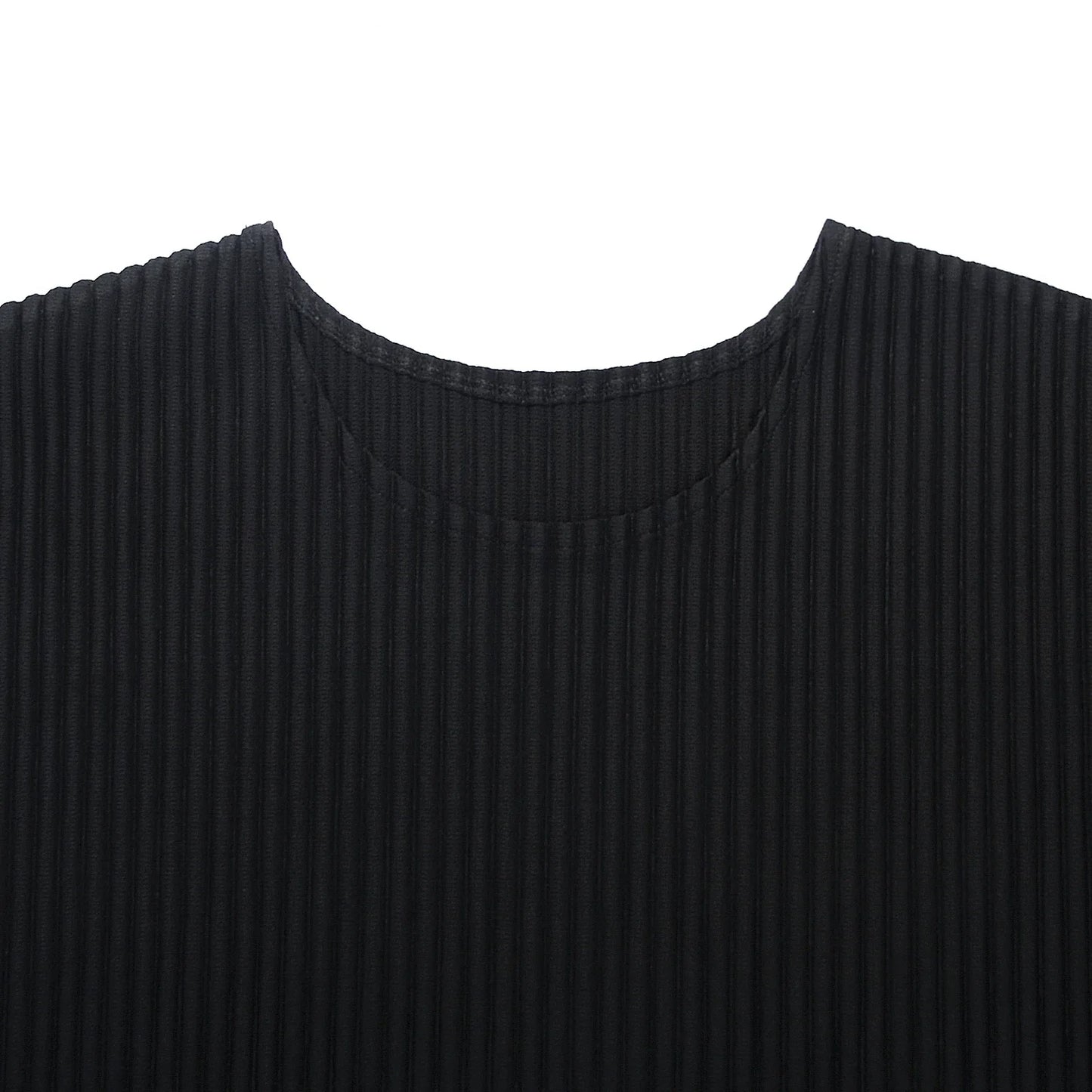 Miyake Shirt Thin Breathable Short Sleeve Round Neck T Shirt Summer Solid Sports Top Miyake Pleated Men