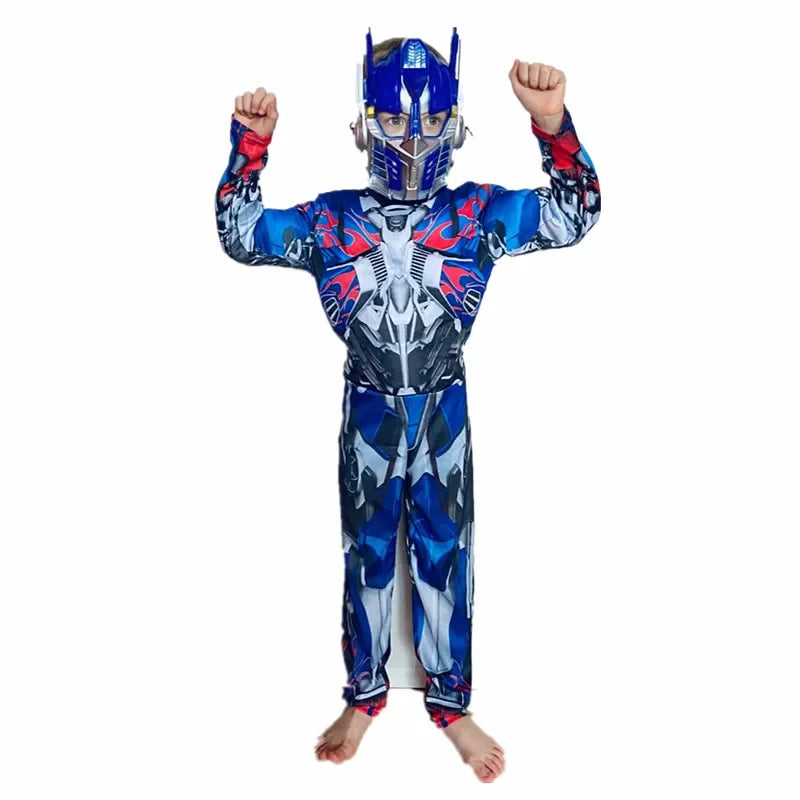Kids Cartoon Robot Superhero Costume Boys Girls Halloween Dress Up Suit Masked Hero Suit Gift