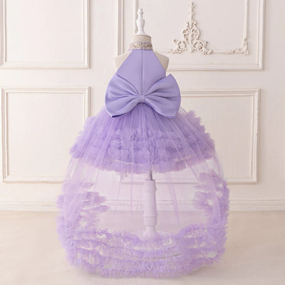 Big Bow Sequin Baby Party Girl Dresses Toddler Trailing 1st Bridesmaid Birthday Princess Dress Baby Gala Wedding Evening Costume