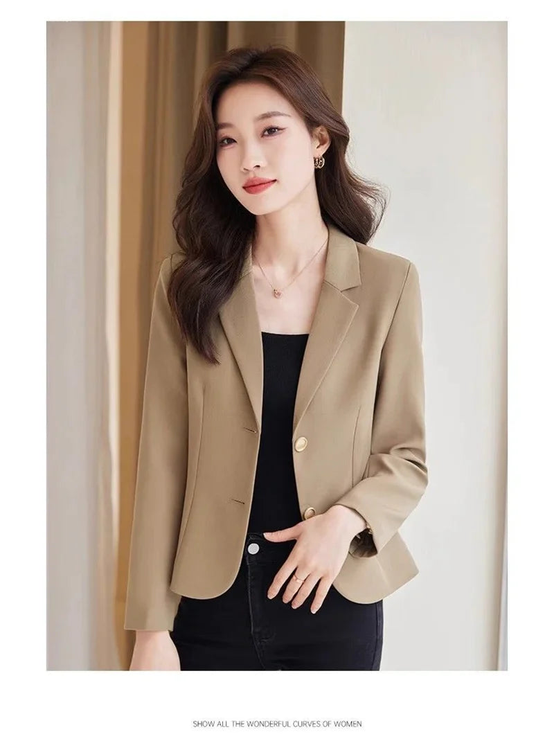 Advanced Sense Temperament Slim Small Blazers New Spring Autumn Short Women Jacket Casual Coffee Suit Coat Female Blazer Outwear