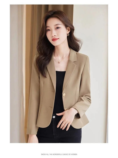 Advanced Sense Temperament Slim Small Blazers New Spring Autumn Short Women Jacket Casual Coffee Suit Coat Female Blazer Outwear