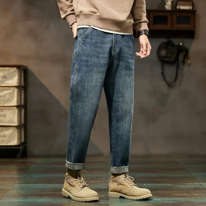 2025 Autumn and Winter New Loose and Versatile Harem Pants Retro Simple Fashion Solid Color Comfortable Versatile Jeans for Men
