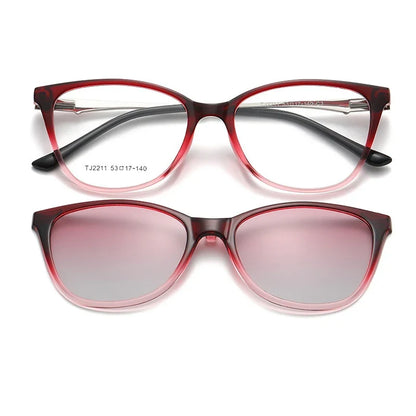 New Women's Cat Eye Polarized Sunglasses with Magnetic Clip Customizable Myopia Prescription Lens Reading Glasses